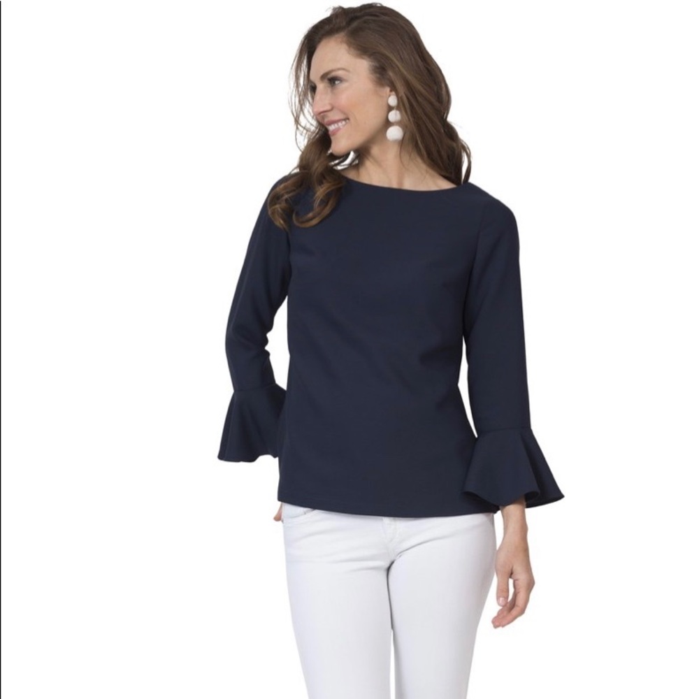 Sail to sable black poly crepe top size XXS